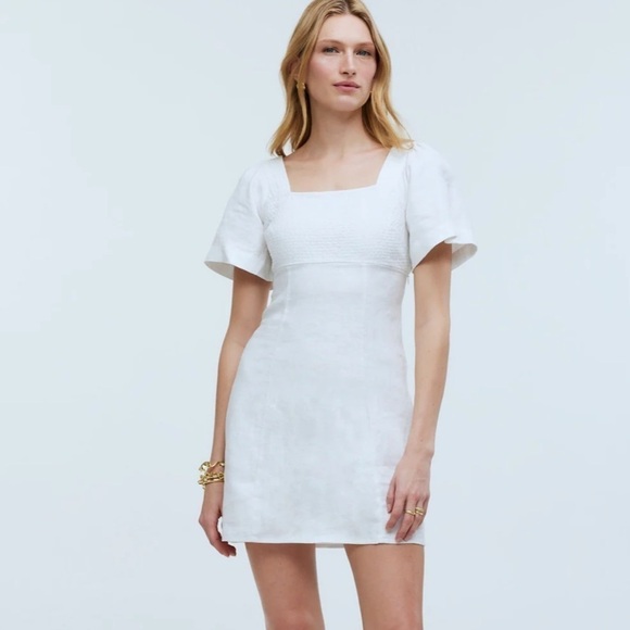 Madewell Square-Neck Mini Dress in 100% Linen - Picture 1 of 8